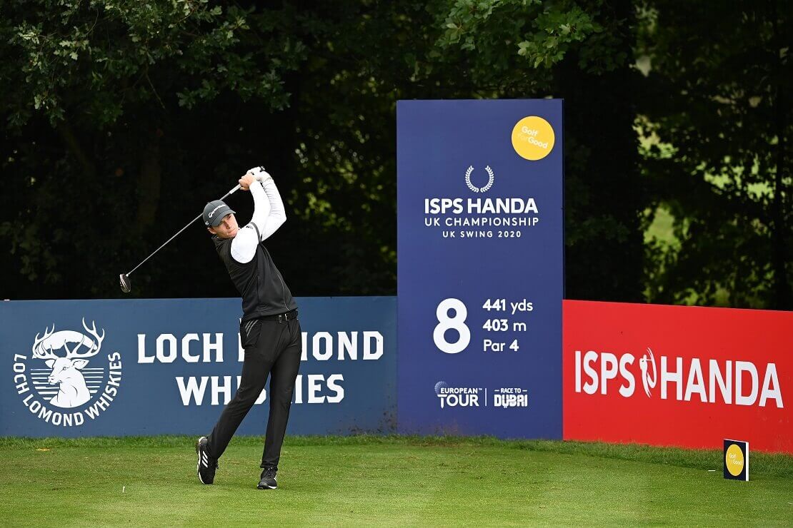 Rasmus Hojgaard beim Abschlag auf der UK Championship