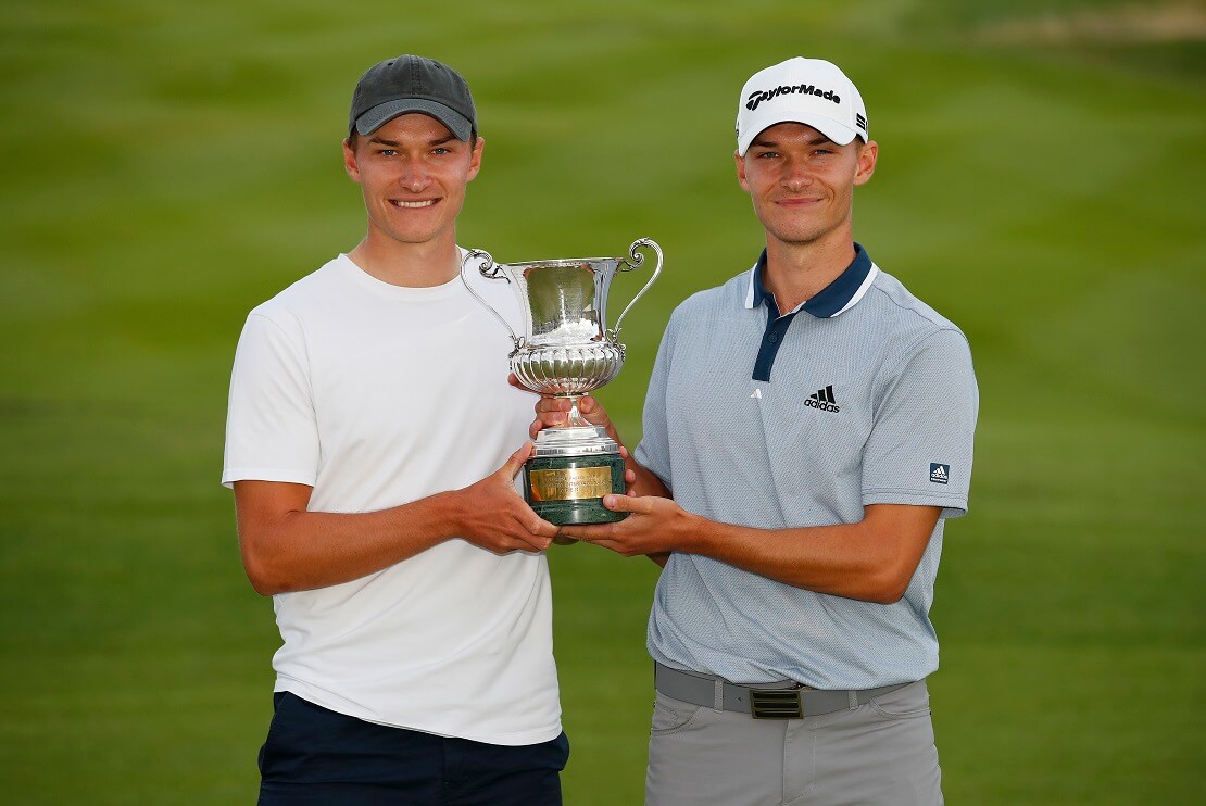 Rasmus und Nicolai Højgaard mit Trophäe der Italian Open