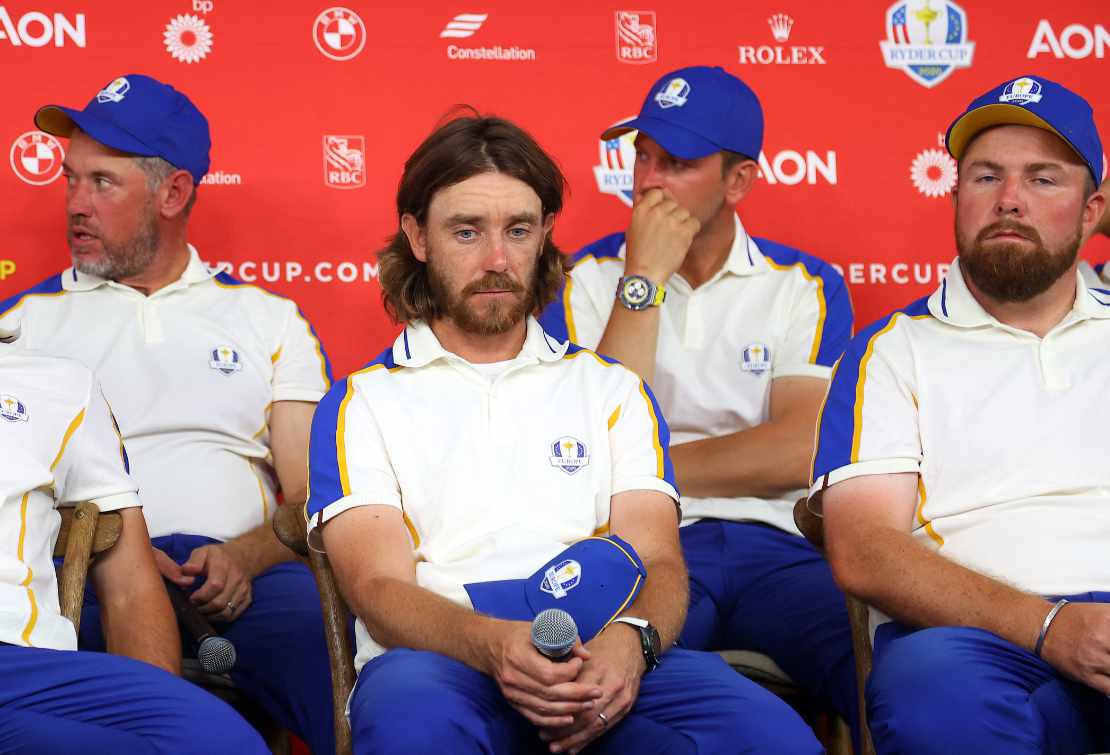 Mitglieder des europäischen Rydercup-Teams schauen traurig