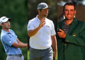 Collin Morikawa, Jon Rahm und Scottie Scheffler in einer Kollage