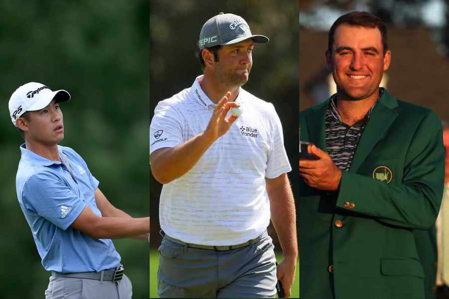 Collin Morikawa, Jon Rahm und Scottie Scheffler in einer Kollage