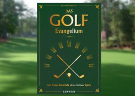 Das Buchcover von "Das Golf Evangelium" vor einem verschwommenen Hintergrund