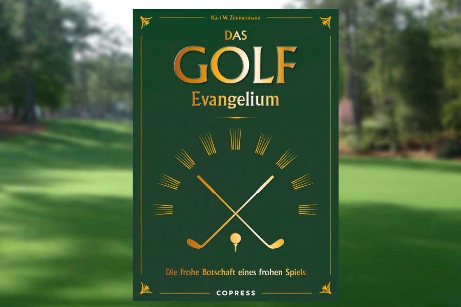 Das Buchcover von "Das Golf Evangelium" vor einem verschwommenen Hintergrund