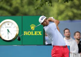 Golfer Lucas Herbert beim Abschlag