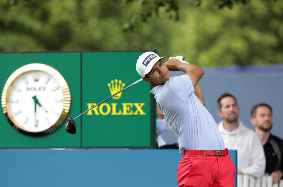 Golfer Lucas Herbert beim Abschlag