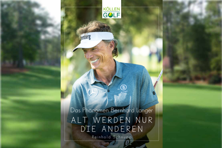 Das Buchcover der Bernhard-Langer-Biographie vor einem verschwommenen Hintergrund