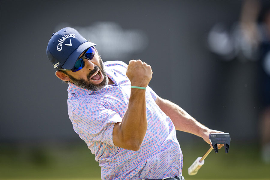 Der Golfspieler Pablo Larrazabal jubelt