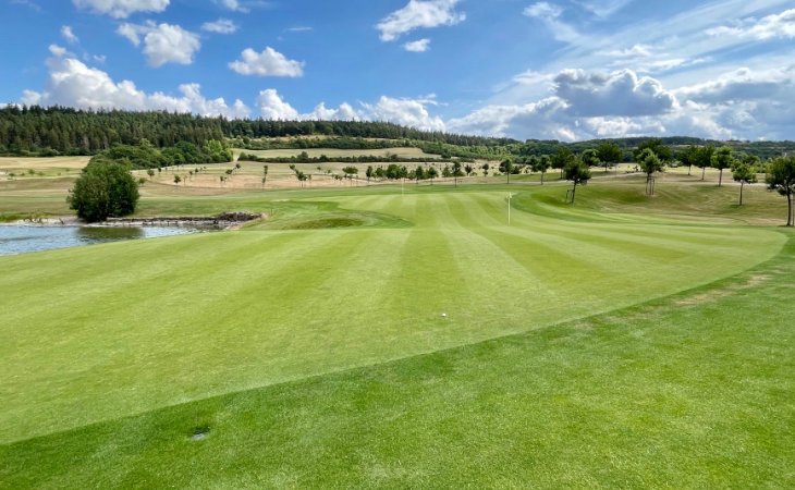 Ein gepflegter Fairway auf einem Golfplatz