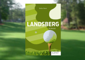 Ein Buchcover vor einem verschwommenen Golfplatz