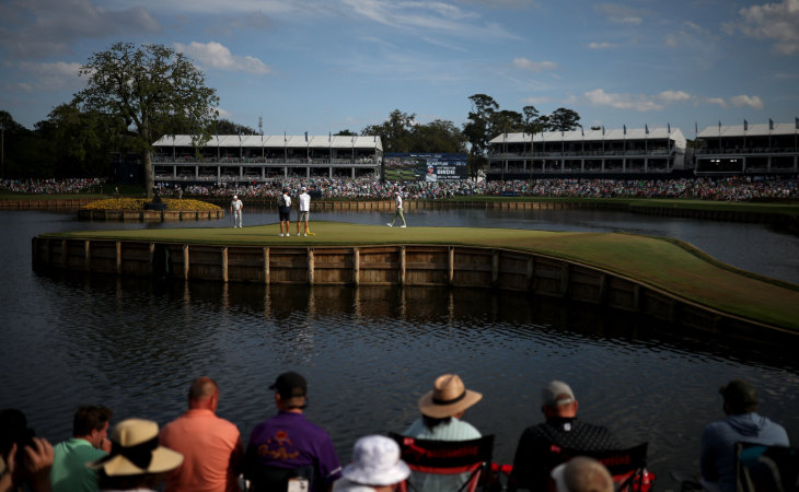 Blick auf das 17. Green im TPC Sawgrass bei The Players 2024