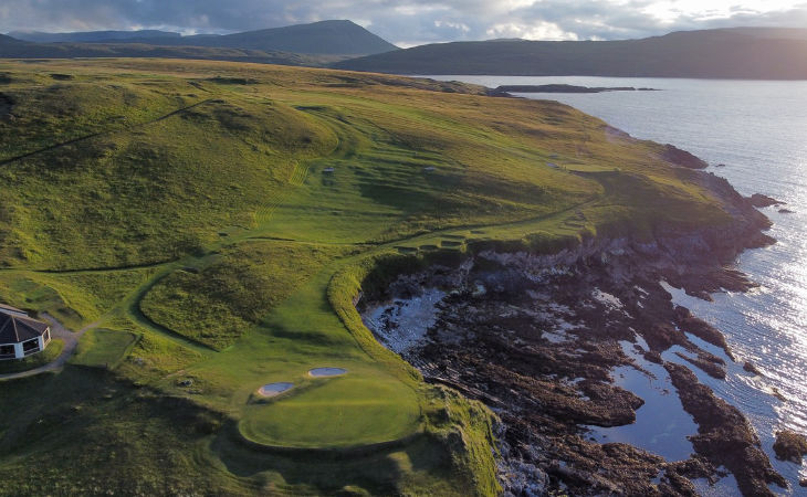 Ein Links Golfplatz an der schottischen Küste