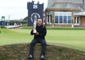Xander Schauffele mit dem Claret Jug bei der British Open 2024